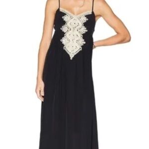 Lilly Pulitzer Black Maxi Dress with Cream Detailing